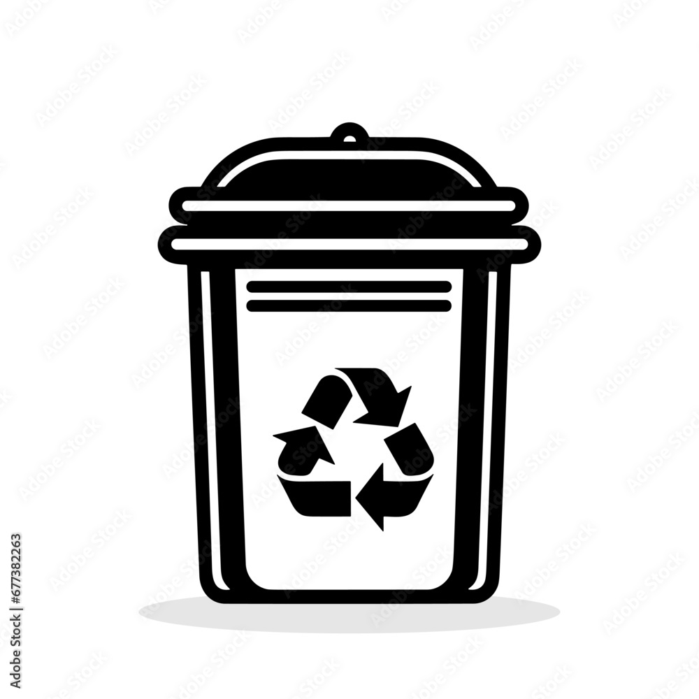 Trash bin icon. Black and white trash bin sign. Vector illustration Trash bin icon. Black and white trash bin sign. Vector illustration