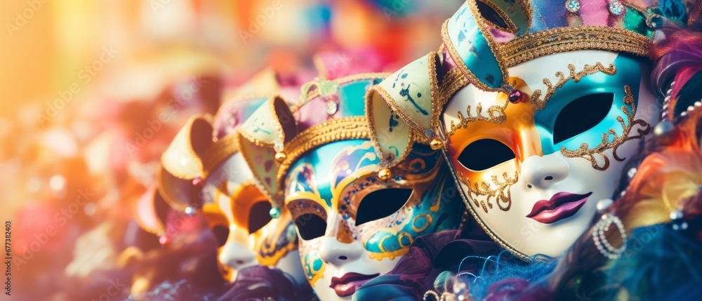 Colorful masks with bright background