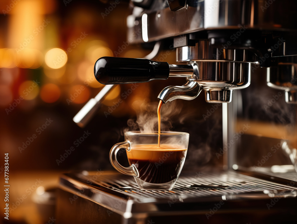 espresso machine pouring coffee into a glass espresso machine pouring coffee into a glass