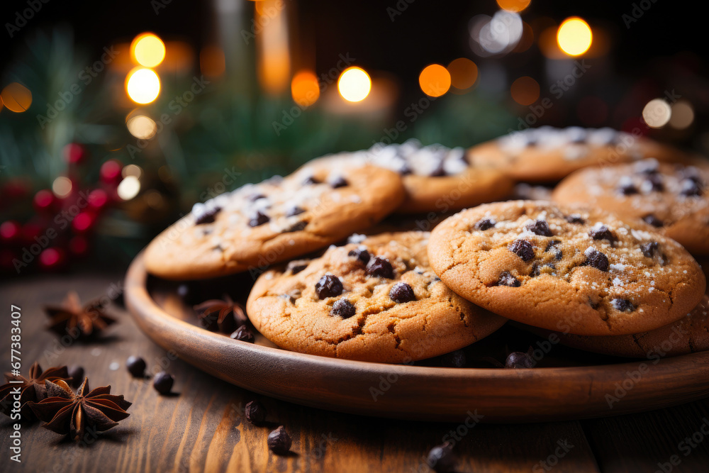 Flavorful Cookie Display on Wooden Surface Flavorful Cookie Display on Wooden Surface