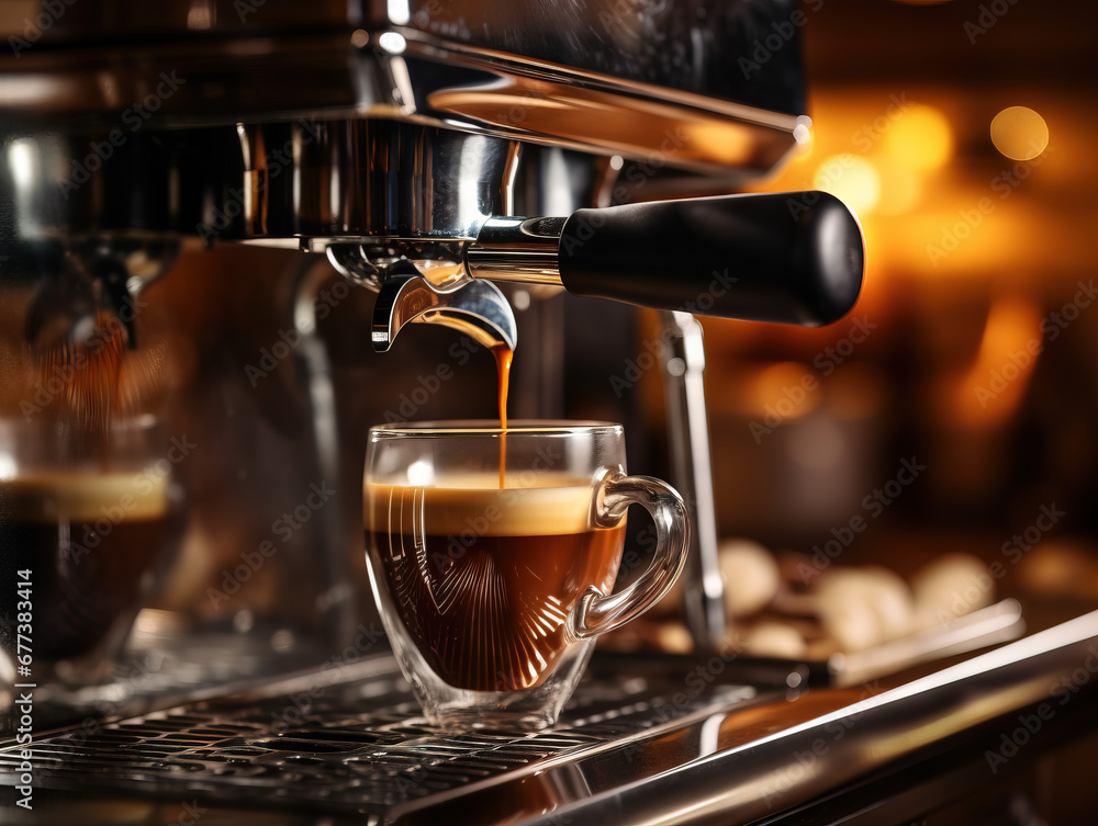 espresso machine pouring coffee into a glass espresso machine pouring coffee into a glass