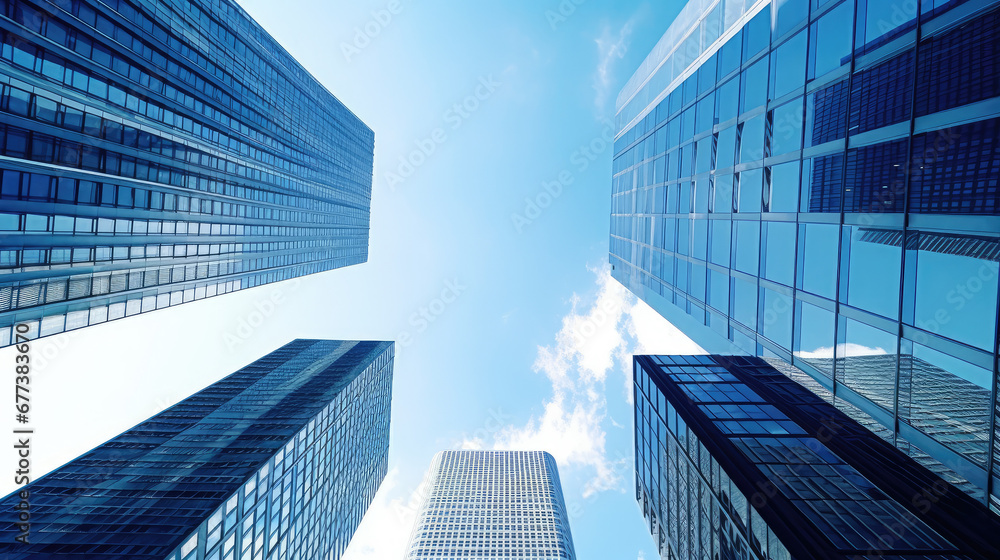 Fototapeta premium Looking up at the commercial buildings in the city's CBD