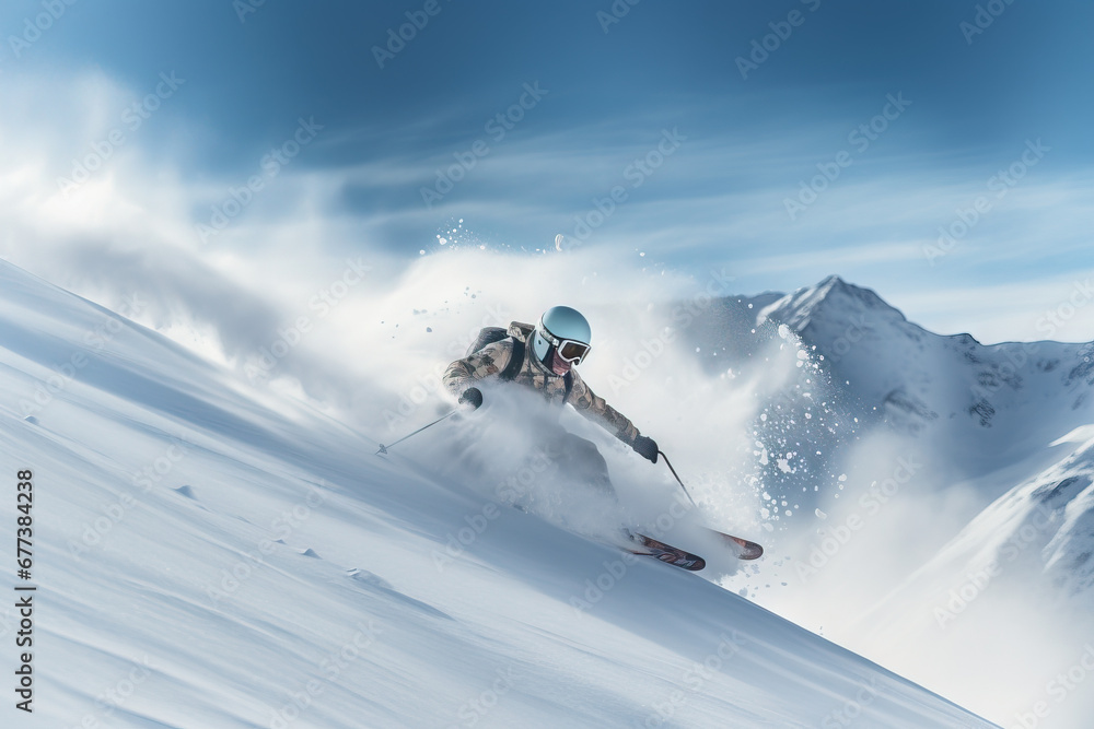 snowboard Rider's Stylish Grab Trick Above Snowy Ramp ai generated art
