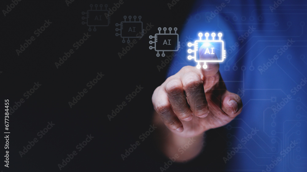 AI technology artificial intelligence Central processing unit using AI intelligent robot technology, artificial intelligence by command input, future technology change concept. AI technology artificial intelligence Central processing unit using AI intelligent robot technology, artificial intelligence by command input, future technology change concept.