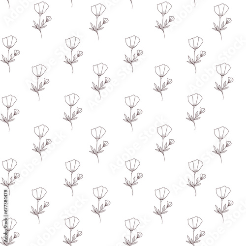 leaves silhouettes seamless pattern. Plant motif with branch silhouettes, decorative brush twigs.  line art © _Julia_red