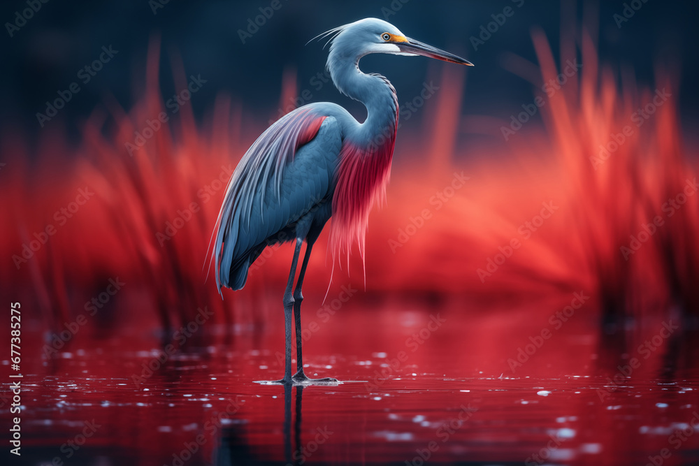 Fototapeta premium Great Heron fishing in the water