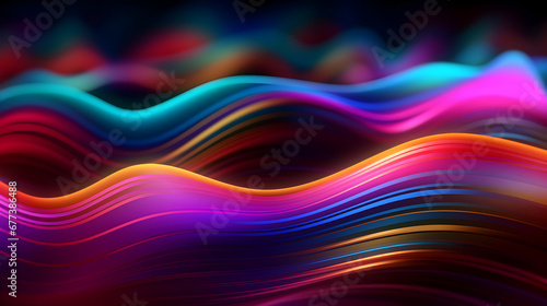 Dynamic Vibrant colorful light tail backdrop with lines, dots and waves, luminance abstact pattern with streaking lights and modern spectrum, abstract futuristic neon art