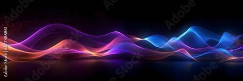 Dynamic Vibrant colorful light tail backdrop with lines, dots and waves, luminance abstact pattern with streaking lights and modern spectrum, abstract futuristic neon art photo