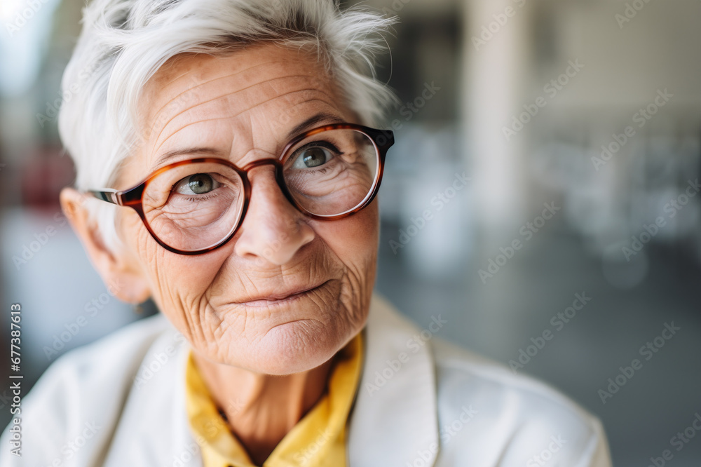 an elderly woman with glasses is smiling, with humanistic empathy - Generative AI an elderly woman with glasses is smiling, with humanistic empathy - Generative AI