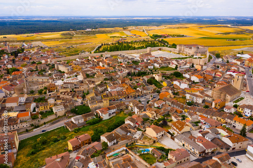 Aerial view of Segovia Province, with Cuellar Castle and buildings, Leon, Spain photo