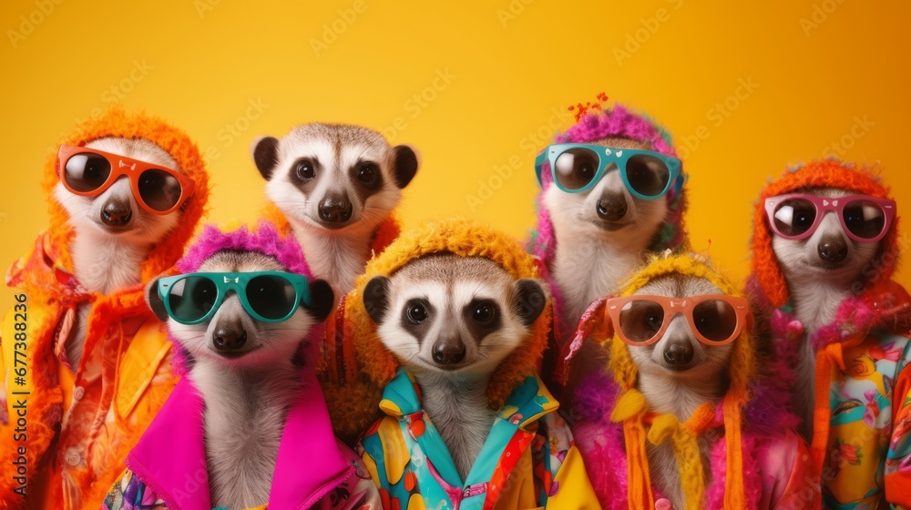 Obraz premium Quirky bright clothes for an animal. Party invitation with copy space