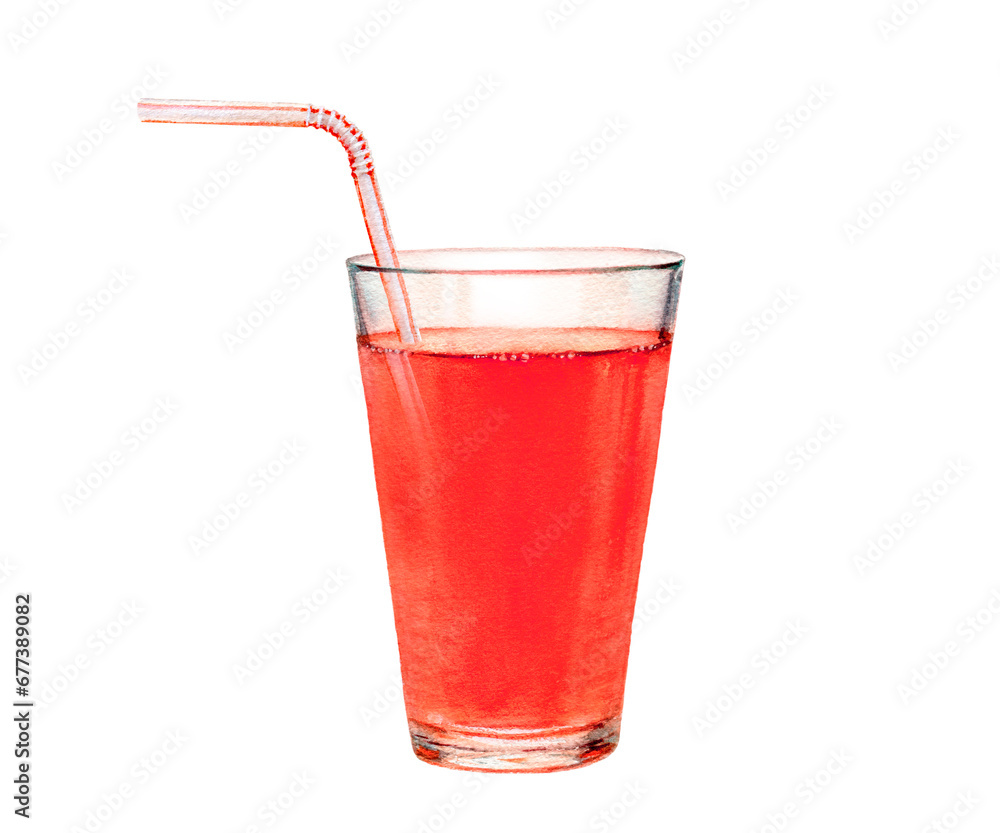 Close-up view watercolor illustration of a watermelon juice, isolated on white background. PNG Close-up view watercolor illustration of a watermelon juice, isolated on white background. PNG