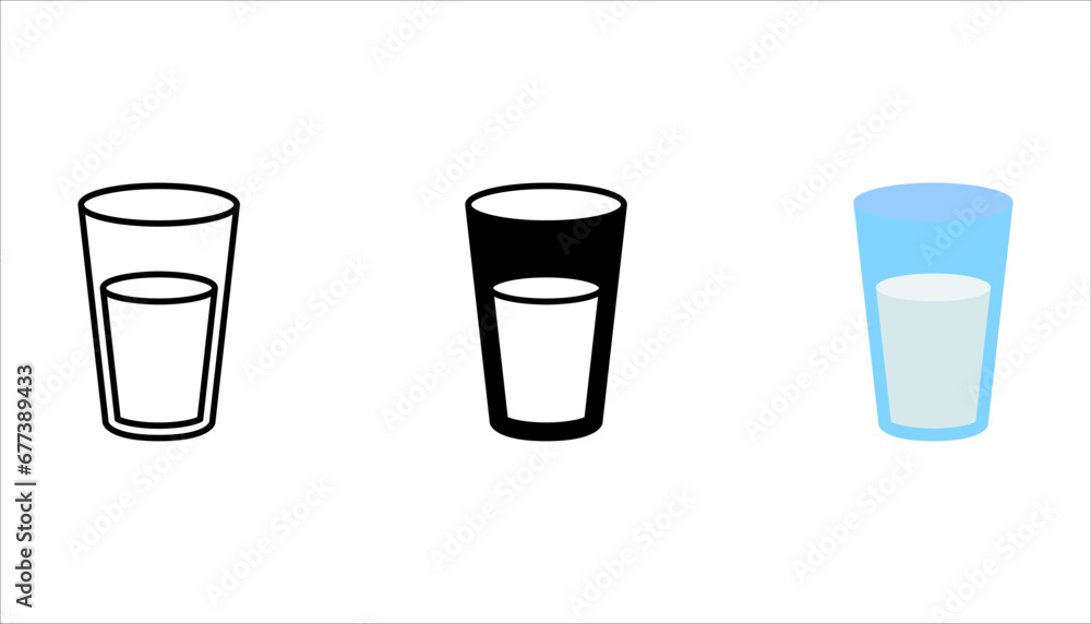 Drinking Water Icons set. Outline Vector Glass Filled with Drinking Water, vector illustration on white background Drinking Water Icons set. Outline Vector Glass Filled with Drinking Water, vector illustration on white background