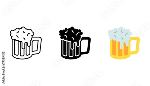 beer icons set thin line for web and mobile, vector illustration on white background