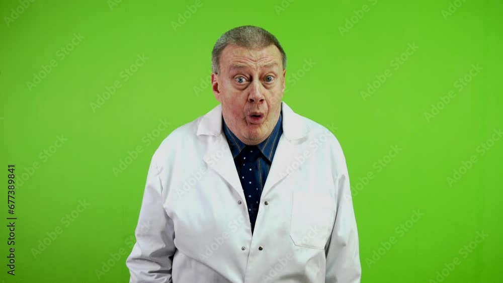Shocked senior doctor takes off his glasses looks at camera with a surprised face. Shocked senior doctor takes off his glasses looks at camera with a surprised face.