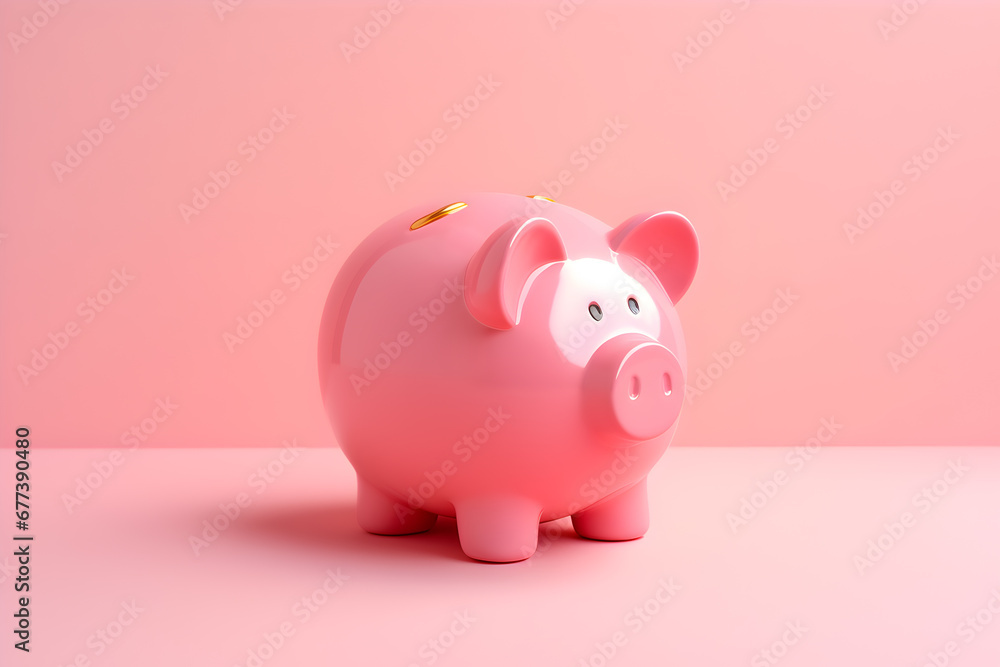 Gold coins, deposit concept, pink background, saving money, financial planning.
