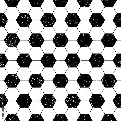 Soccer ball seamless pattern. Repeating black football print isolated on white background. Repeated hand draw texture for sport prints design. Abstract balls wallpaper. Vector illustration