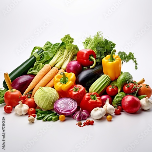 fresh vegetables on white