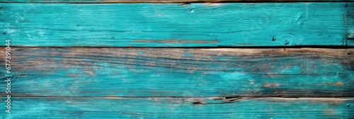 Light blue old shabby wooden background texture. Painted teal old rustic wooden wall. Abstract texture for furniture, office and home Interior © ratatosk
