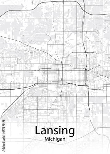Lansing Michigan minimalist map