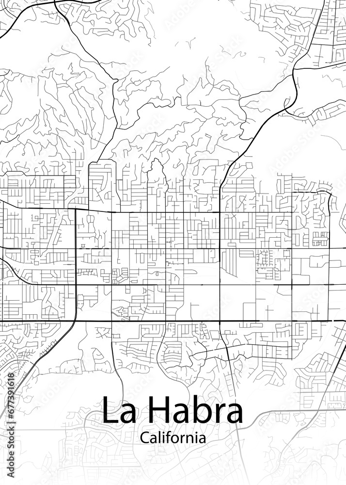 La Habra California minimalist map