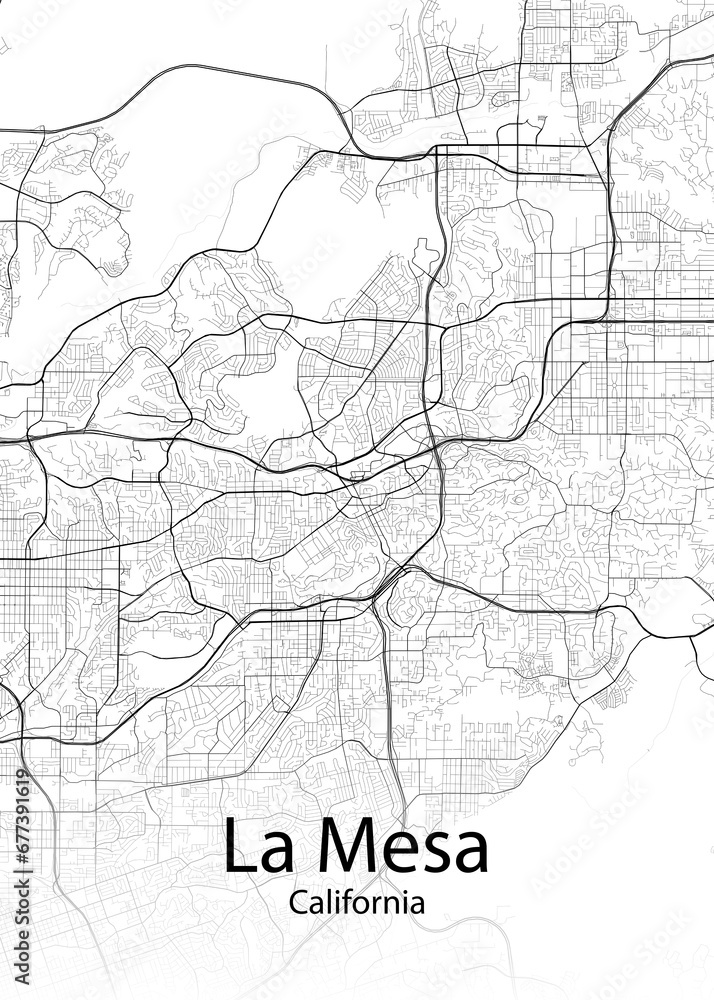 La Mesa California minimalist map