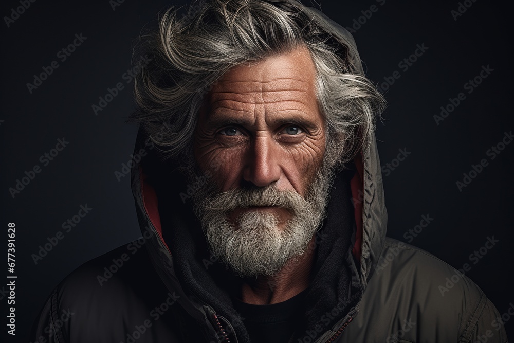 Portrait of an old man with a white beard and mustache. Portrait of an old man with a white beard and mustache.