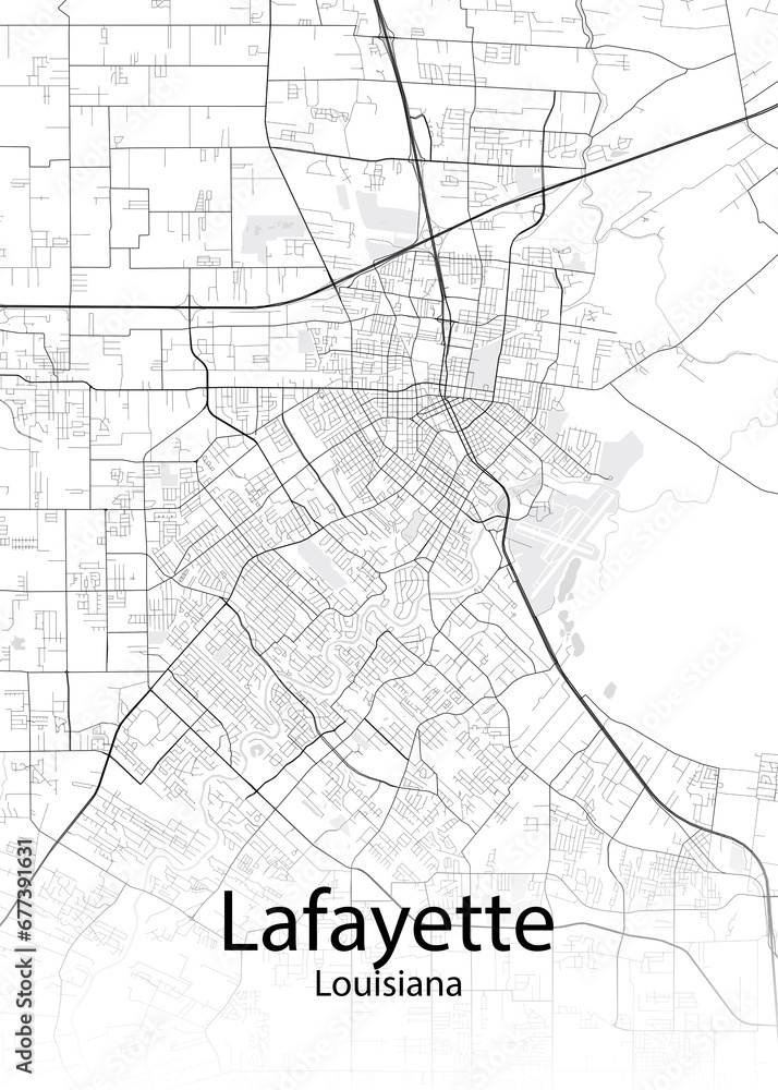 Lafayette Louisiana minimalist map