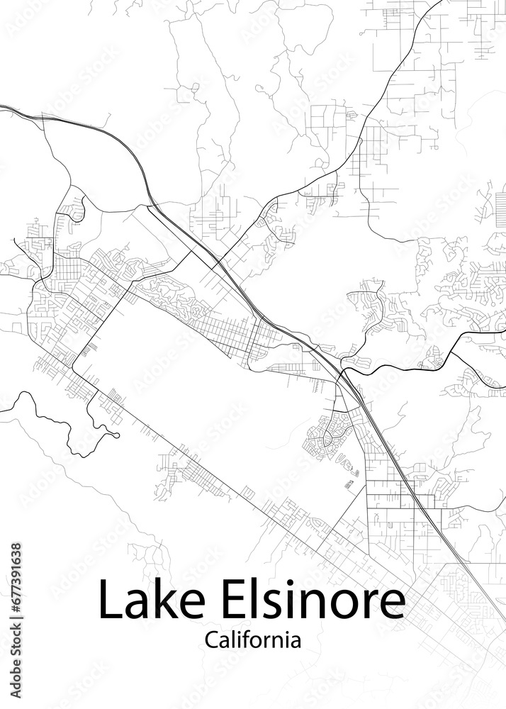 Lake Elsinore California minimalist map