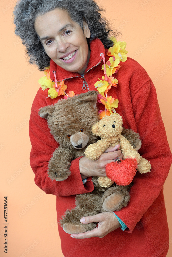 Smiling senior Teddy bears and heart Smiling senior Teddy bears and heart