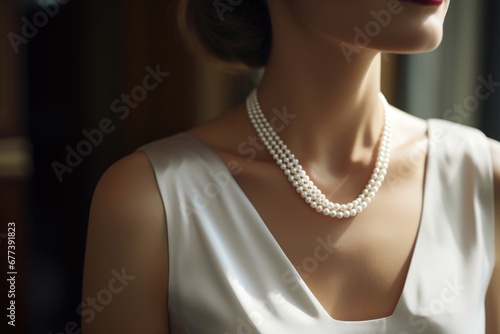 Luxurious fashion beauty jewelry female shiny elegance necklace jewel glamour pearls jewellery white