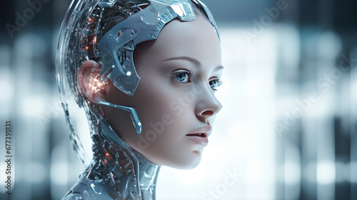 Portrait of young female robot with android face © Birgit Reitz-Hofmann