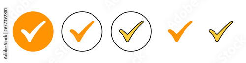 Check mark icon set for web and mobile app. Tick mark sign and symbol