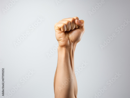 clenched fist with white background