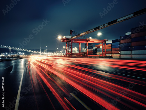 Container terminal at night long exposure © Ser_Studio