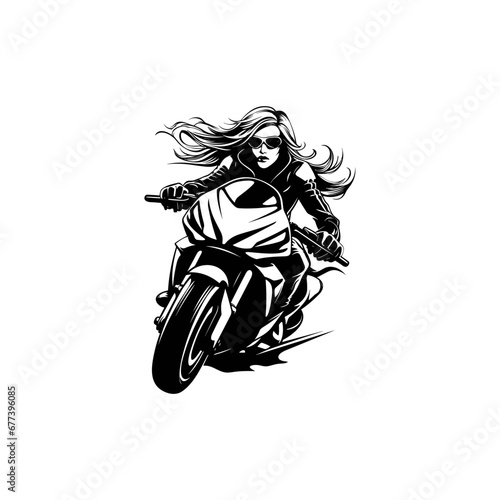 Sexy girl ride a motorbike illustration.t shirt illustration