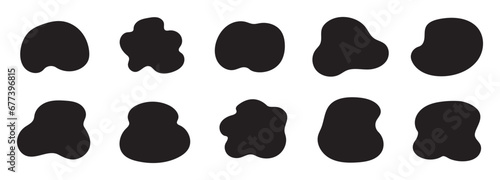 Organic blob shape, abstract amoeba, irregular fluid element set. Simple flat abstract splodge, amoeba blob, liquid shape graphic design element. Vector illustration