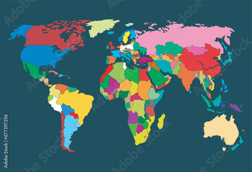 World Map Geometric Abstract Stylized. Isolated on Dark Background. Vector Stock Illustration stock illustration