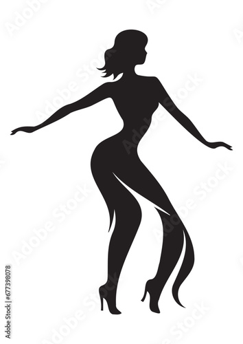 abstract dancing woman silhouette drawing, vector design,eps
