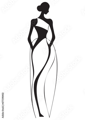 abstract drawing elegant stylish woman silhouette for logo ready for print eps clip art 