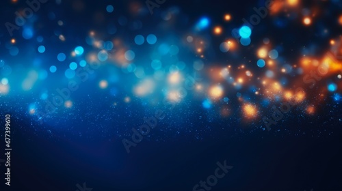 Backlit Blue Background. Abstract Magic Light Bokeh Background for Christmas. 3D Rendering.