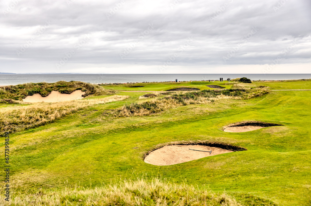 Nairn, Scotland - September 24, 2023: Landscape scenery on the Nairn Golf Course
