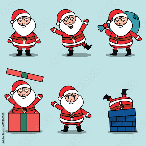 vector of set cute santa pose