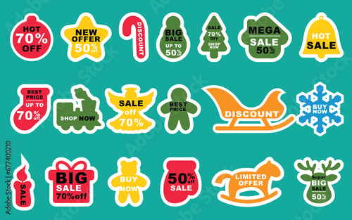 vector set of christmas price tag promo
