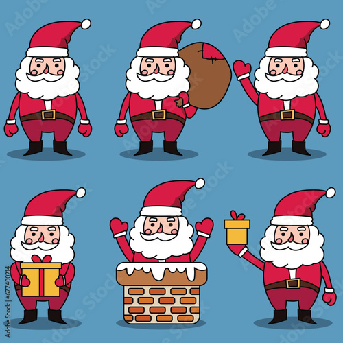 vector of set cute santa pose