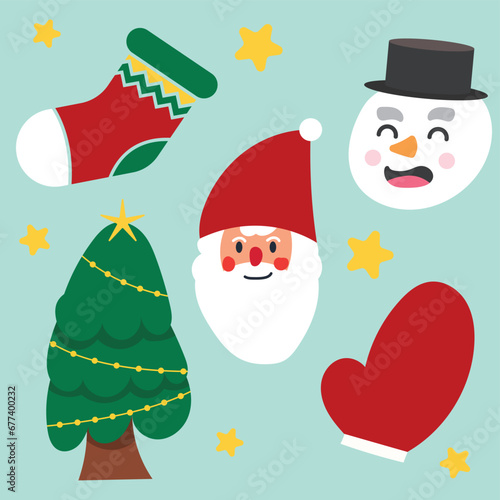 vector set of christmas character flat art