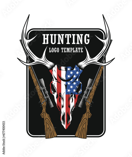 usa deer hunting logo template