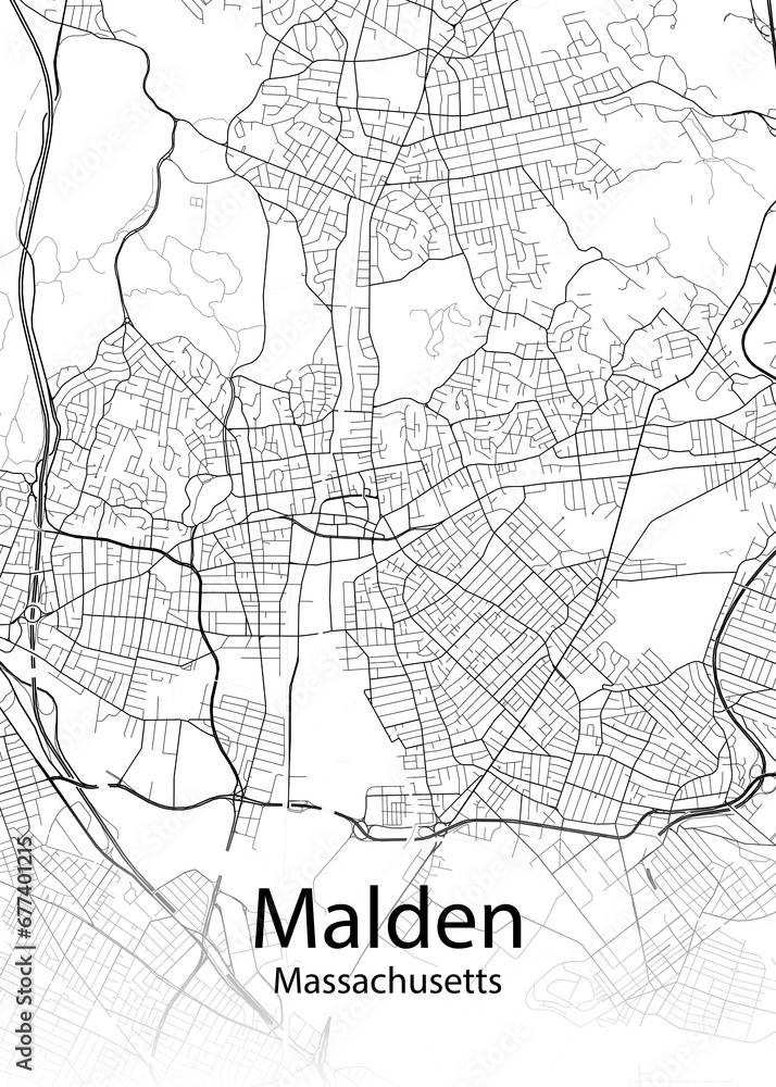 Malden Massachusetts minimalist map