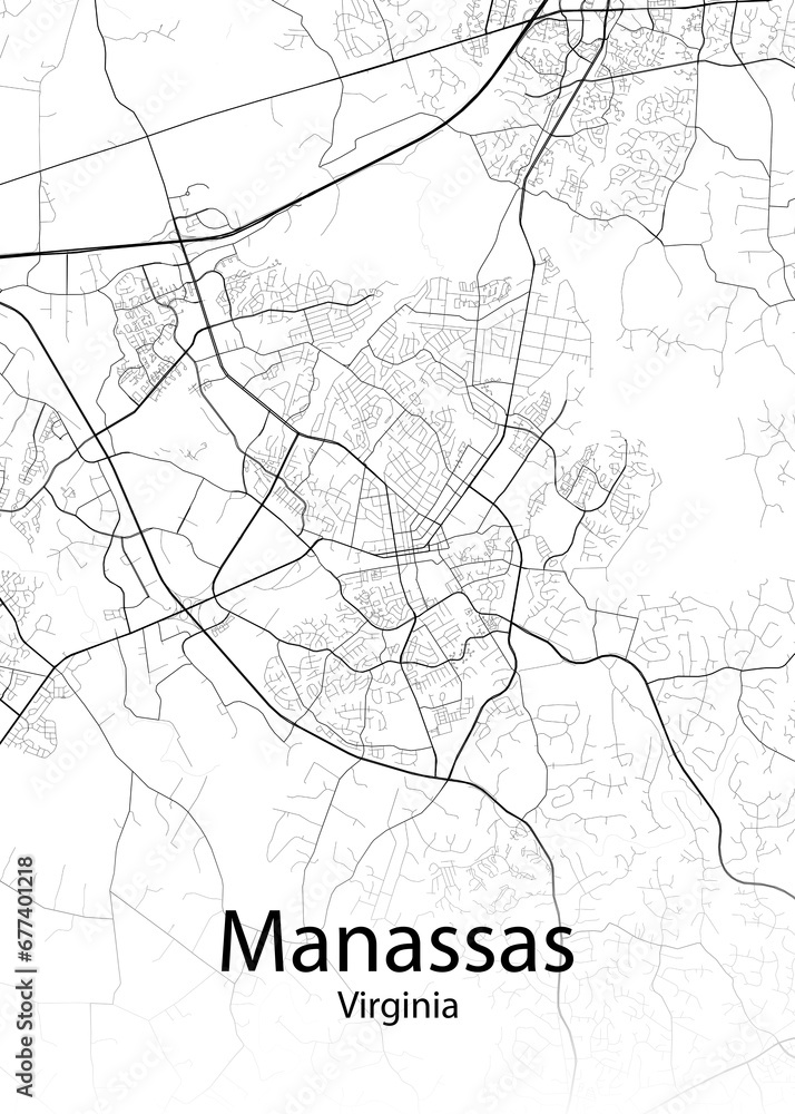 Manassas Virginia minimalist map