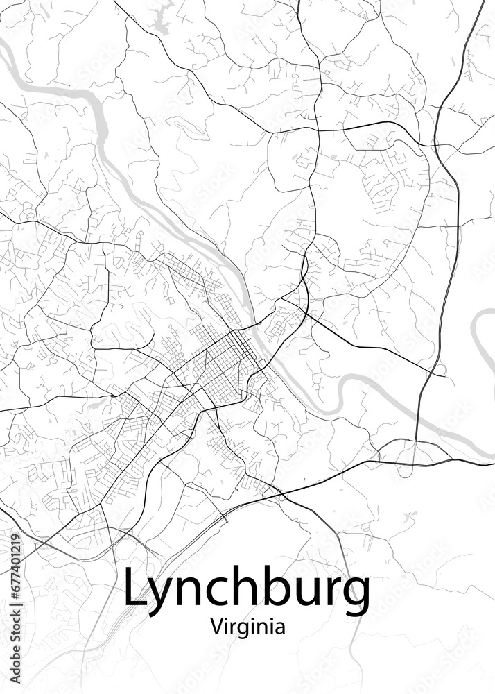 Lynchburg Virginia minimalist map